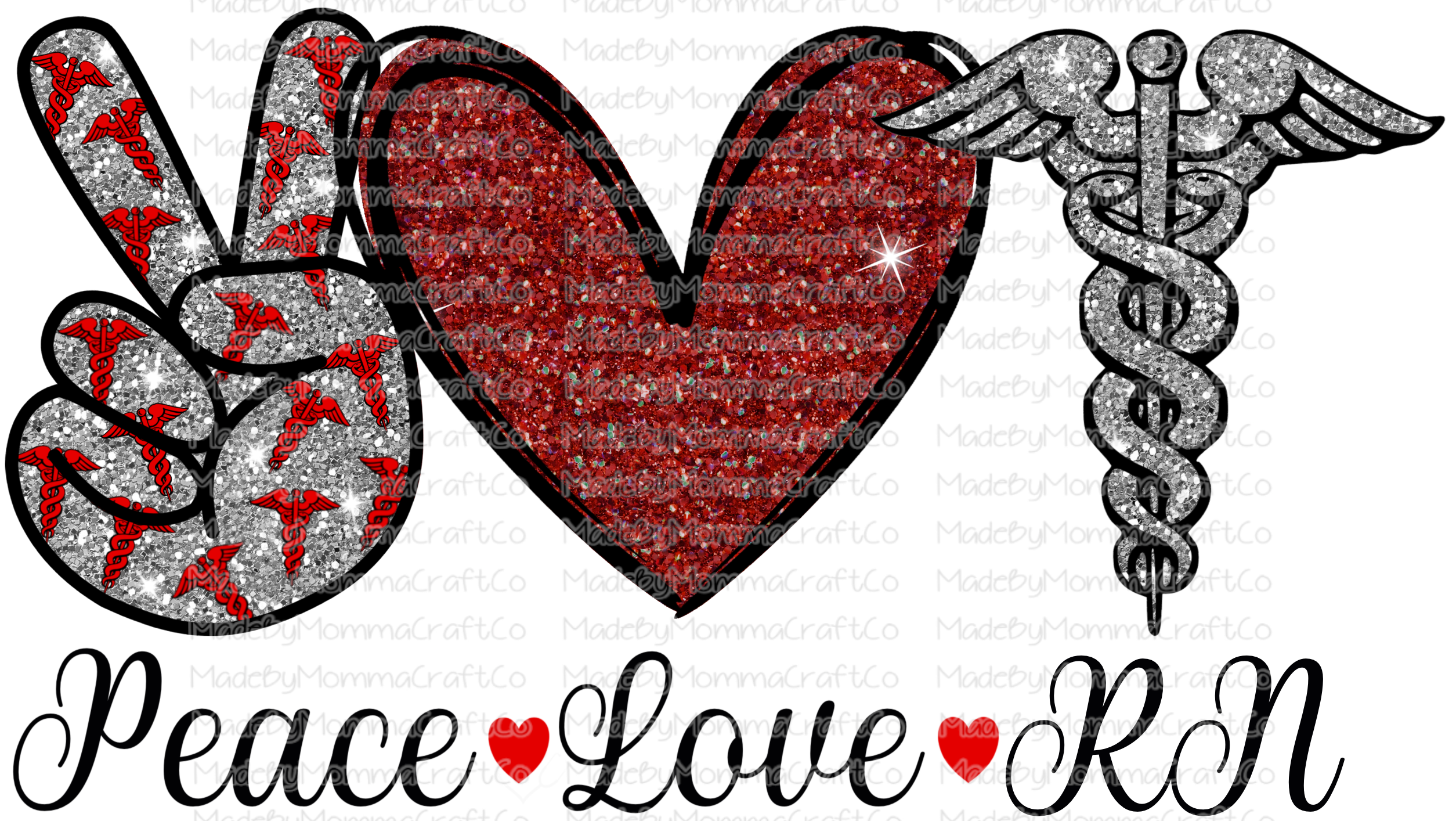 Peace Love RN - Heart - Cheat Clear Waterslide™ or White Cast Sticker