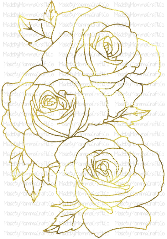 Gold Metallic Roses Cheat Clear Waterslide™ or White Cast Sticker Or Digital Download