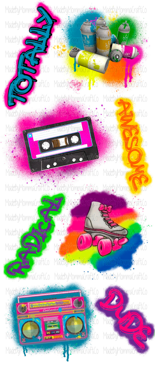 Totally Rad 80s Graffiti Cheat Clear Waterslide™ or White Cast Sticker Or Digital Download