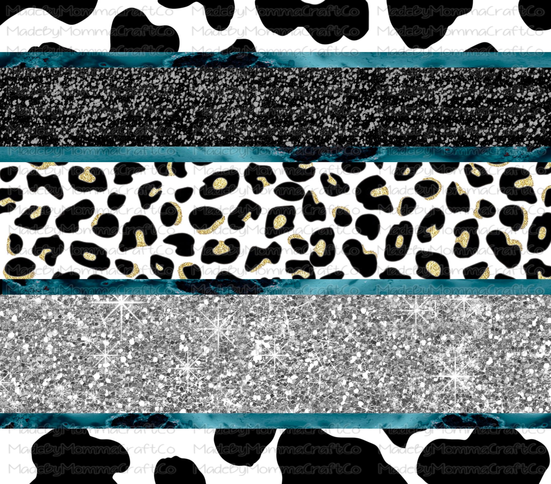 Cow Print &amp; Leopard Striped Sublimation Tumbler Wrap - Or Clear Waterslide Wrap - Or Digital Download