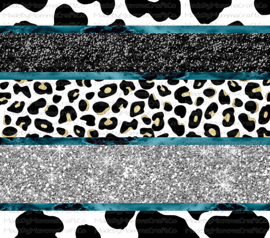 Cow Print & Leopard Striped Sublimation Tumbler Wrap - Or Clear Waterslide Wrap - Or Digital Download