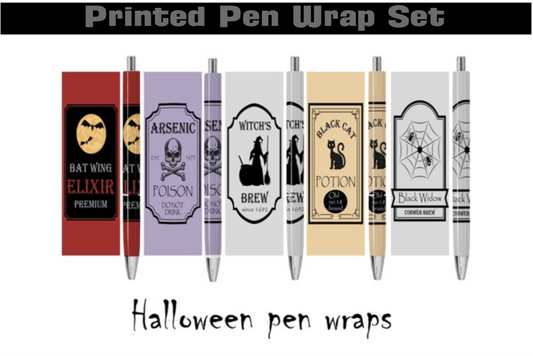 Halloween Set Of 5 Printed Waterslide Pen Wraps