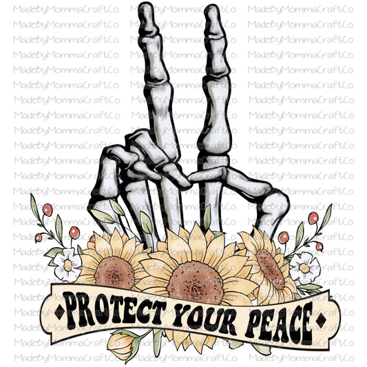 Protect Your Peace Skeleton Peace Sign - Cheat Clear Waterslide Decal or Digital Download