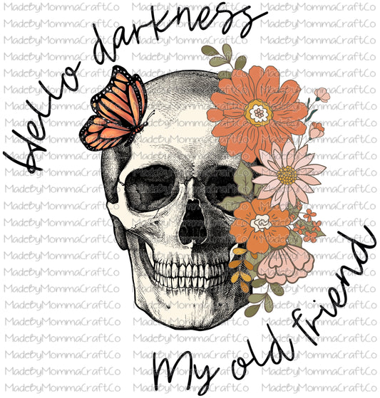 Hello Darkness My Old Friend Skeleton Floral Vintage Skull - Cheat Clear Waterslide Decal or Digital Download