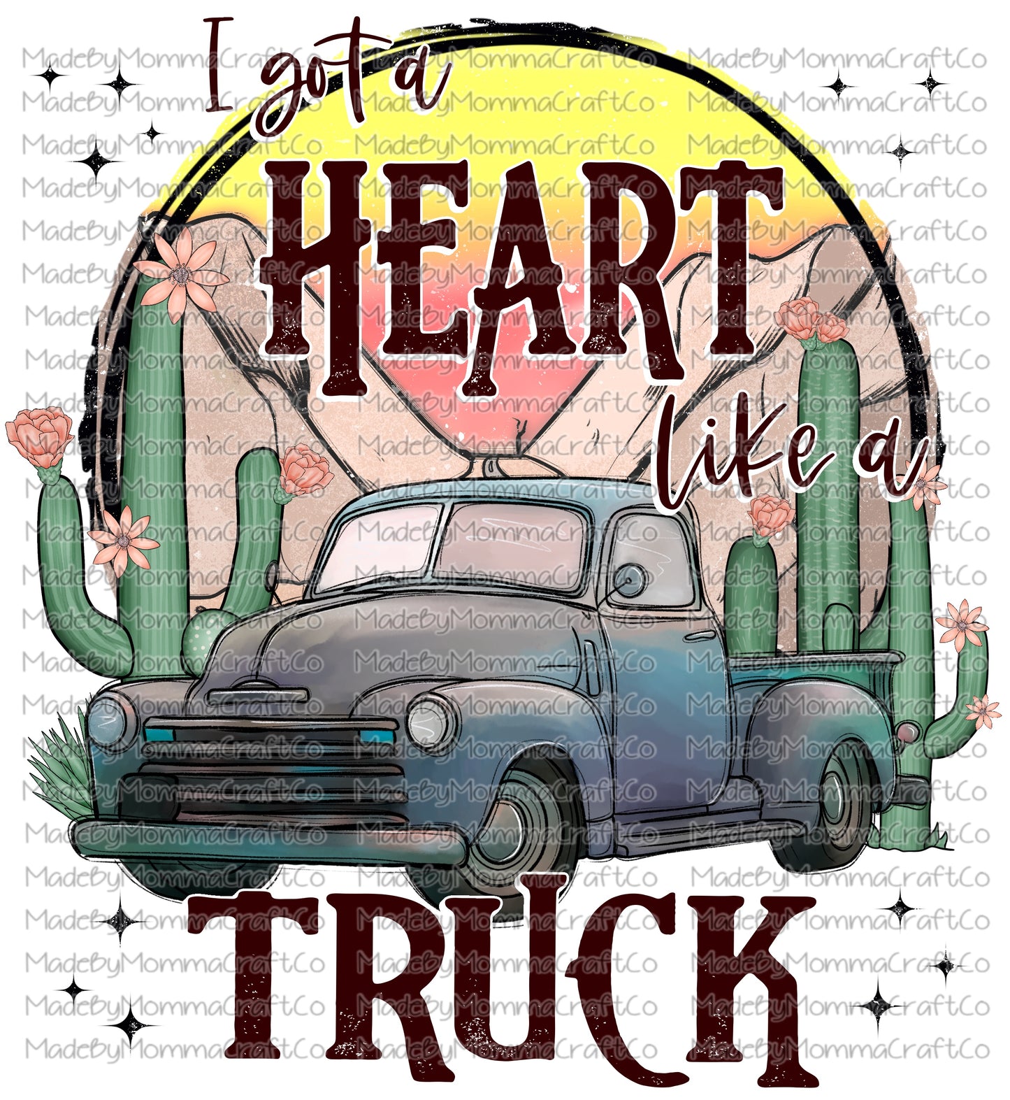 Heart Like a Truck Vintage - Cheat Clear Waterslide Decal or Digital Download