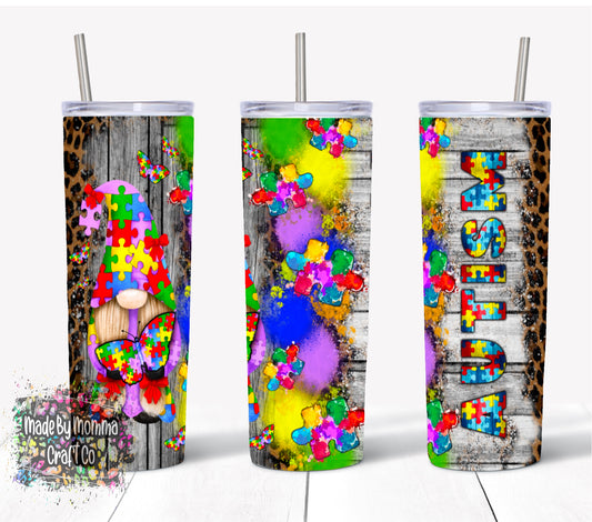 Autism Gnome Sublimation Tumbler Wrap - Or Clear Waterslide Wrap - Or Digital Download