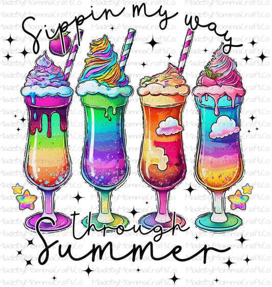 Sippin My Way Through Summer Drinks - Cheat Clear Waterslide Decal or Digital Download