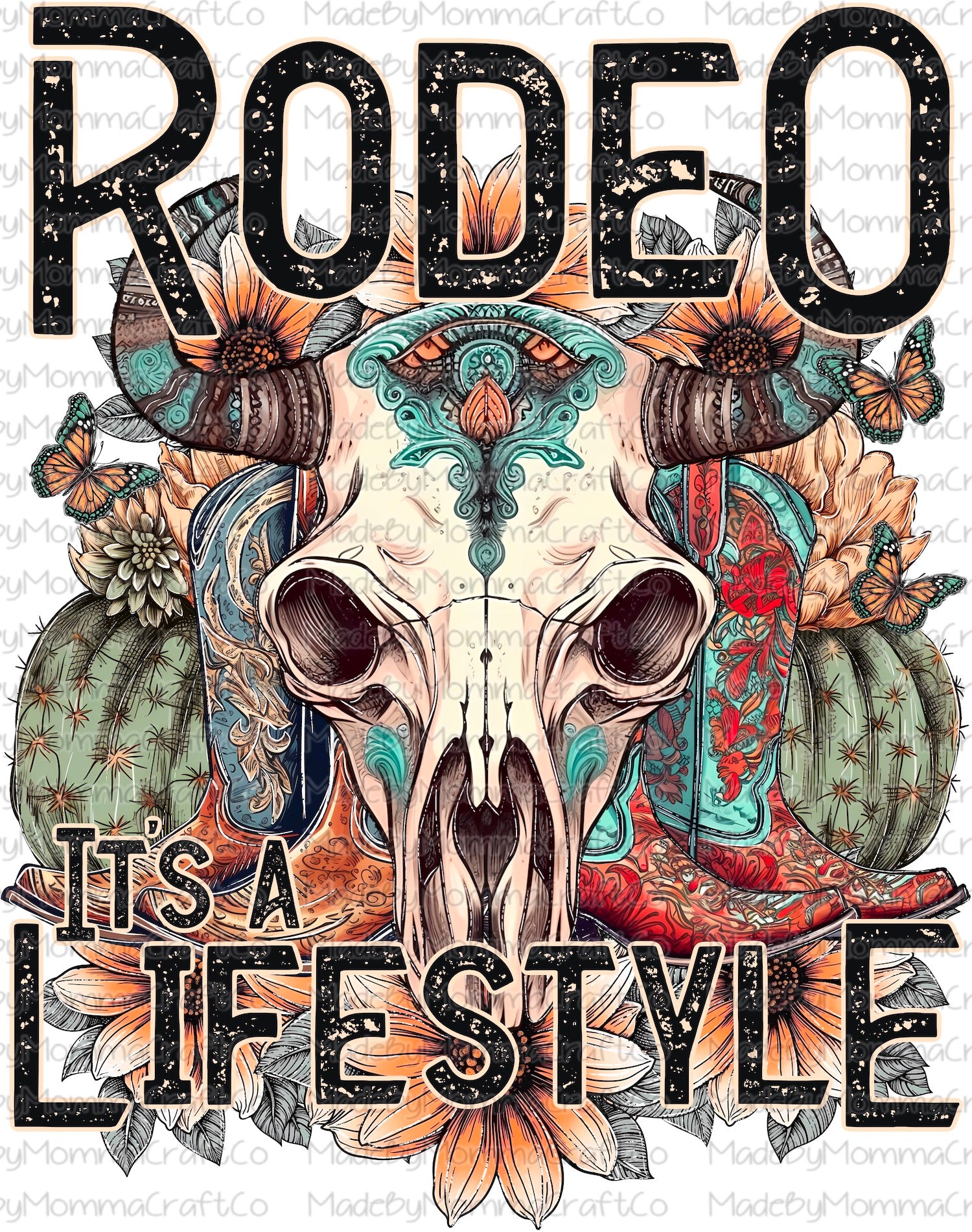 Rodeo It&#39;s a Lifestyle Skull Country Western - Cheat Clear Waterslide Decal or Digital Download