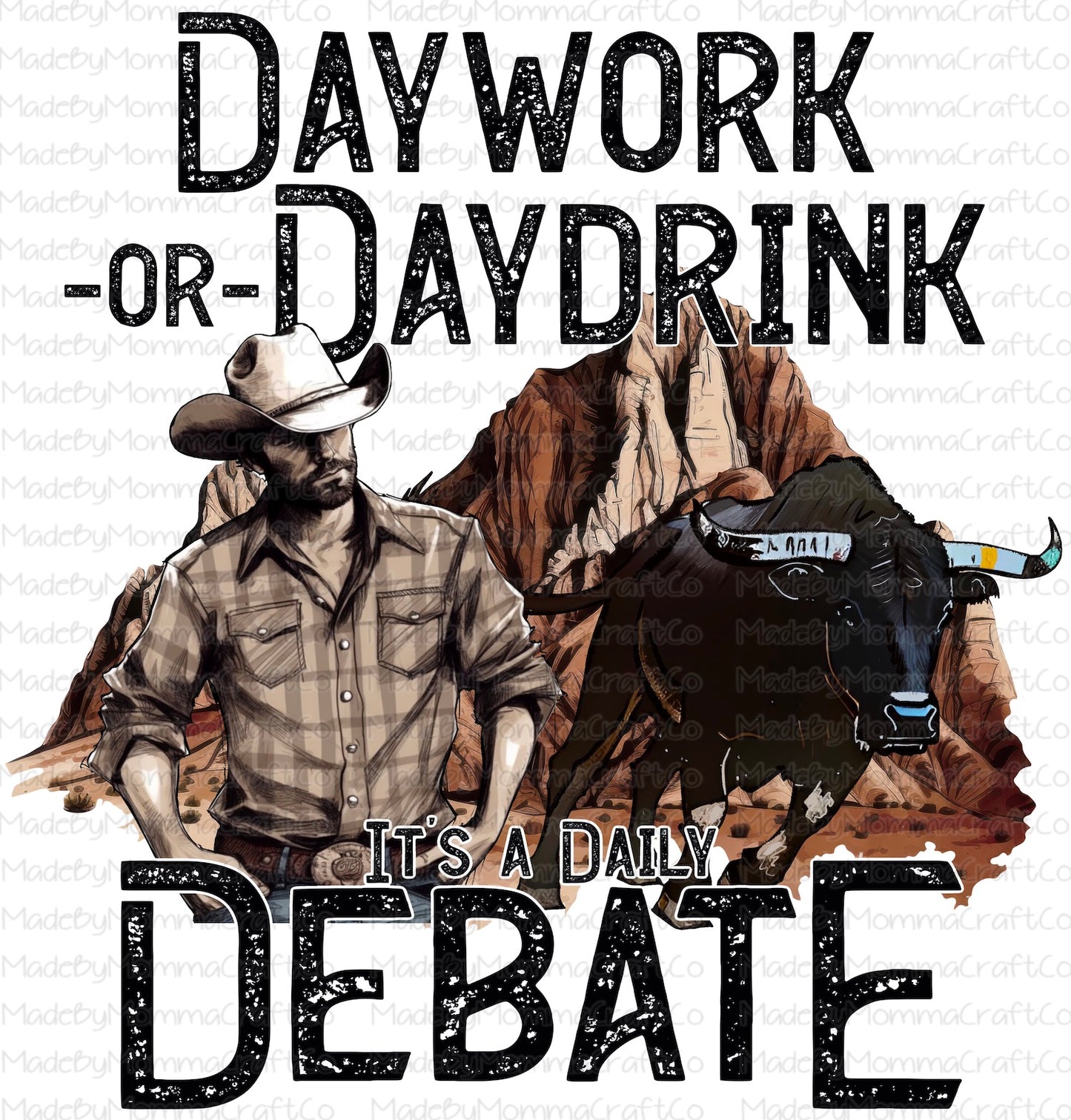 Daywork or Day Drink Cowboy Country Western - Cheat Clear Waterslide Decal or Digital Download *Exclusive Design*