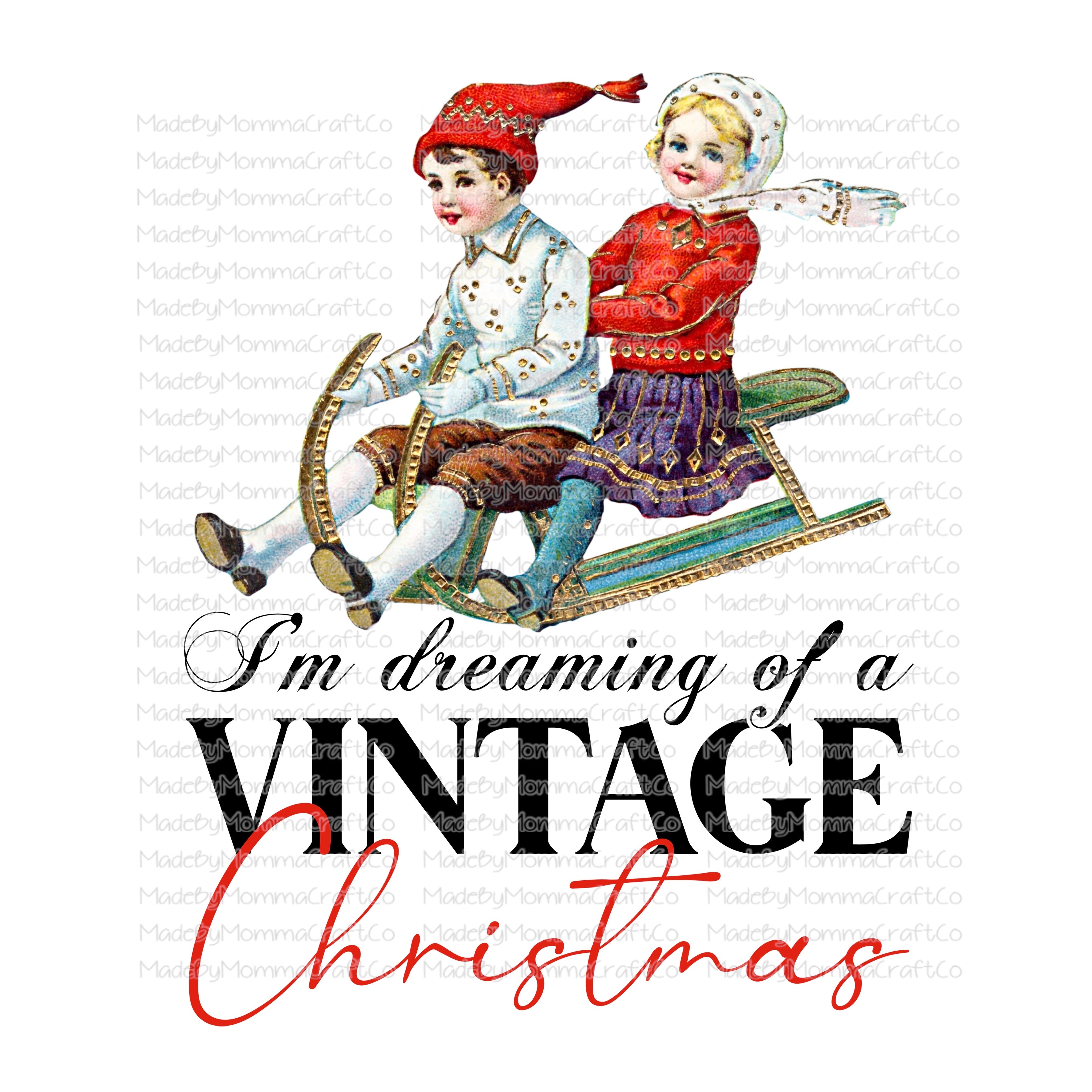 I&#39;m Dreaming Of A Christmas Night Vintage Christmas -Cheat Clear Waterslide™ or White Cast Sticker