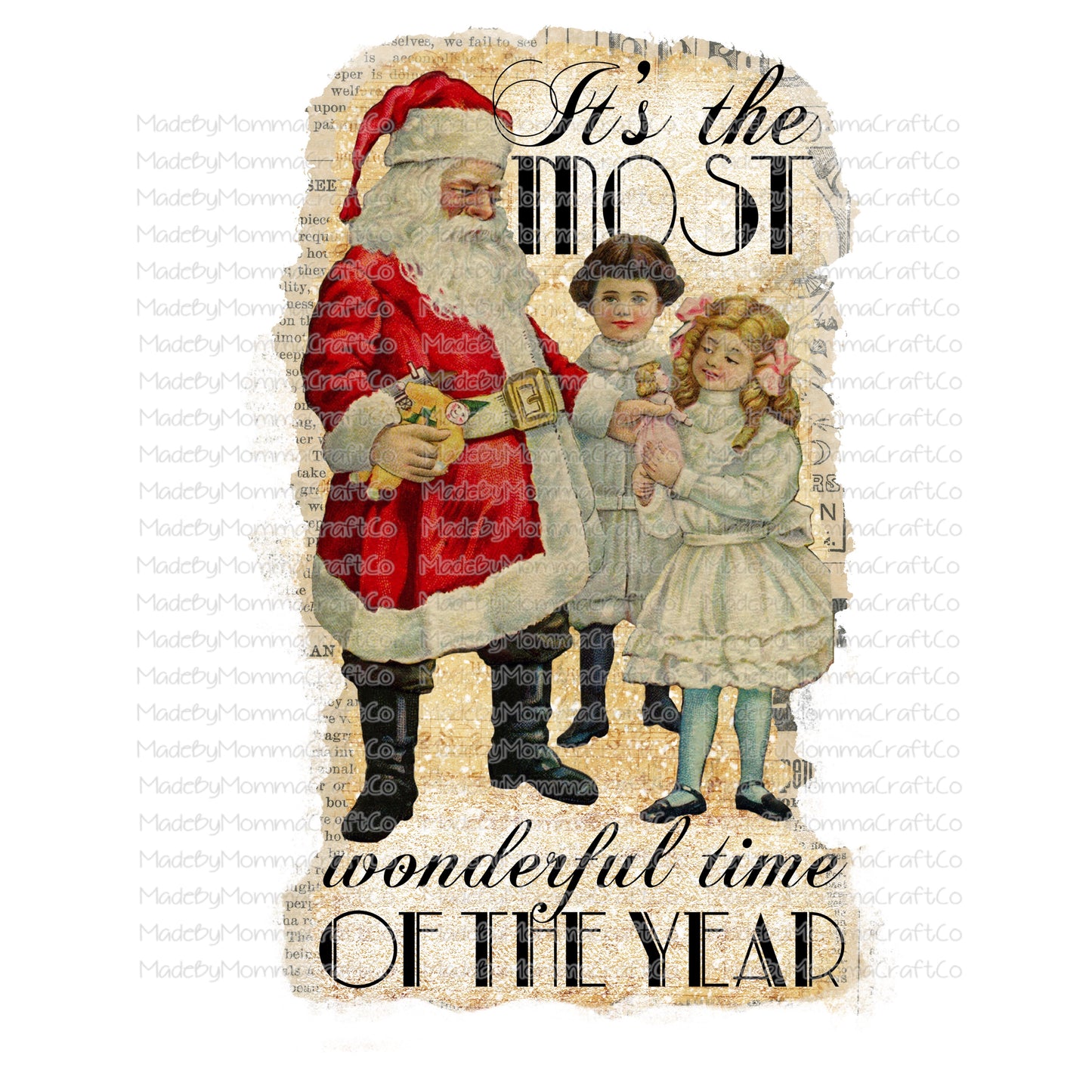 It's The Most Wonderful Time Of The Year Vintage Christmas -Cheat Clear Waterslide™ or White Cast Sticker