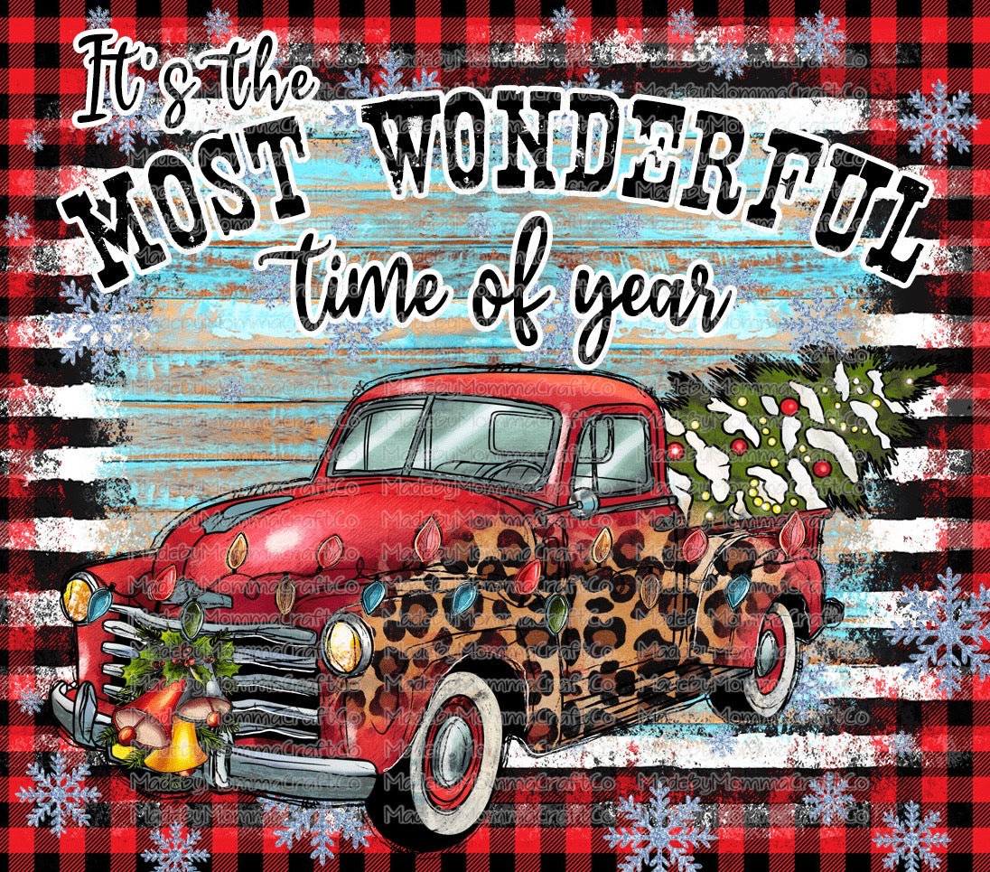 The Most Wonderful Time of the Year Christmas Truck Tumbler Wrap - Sublimation Vinyl Or Waterslide Wrap