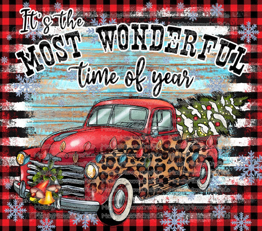 The Most Wonderful Time of the Year Christmas Truck Tumbler Wrap - Sublimation Vinyl Or Waterslide Wrap