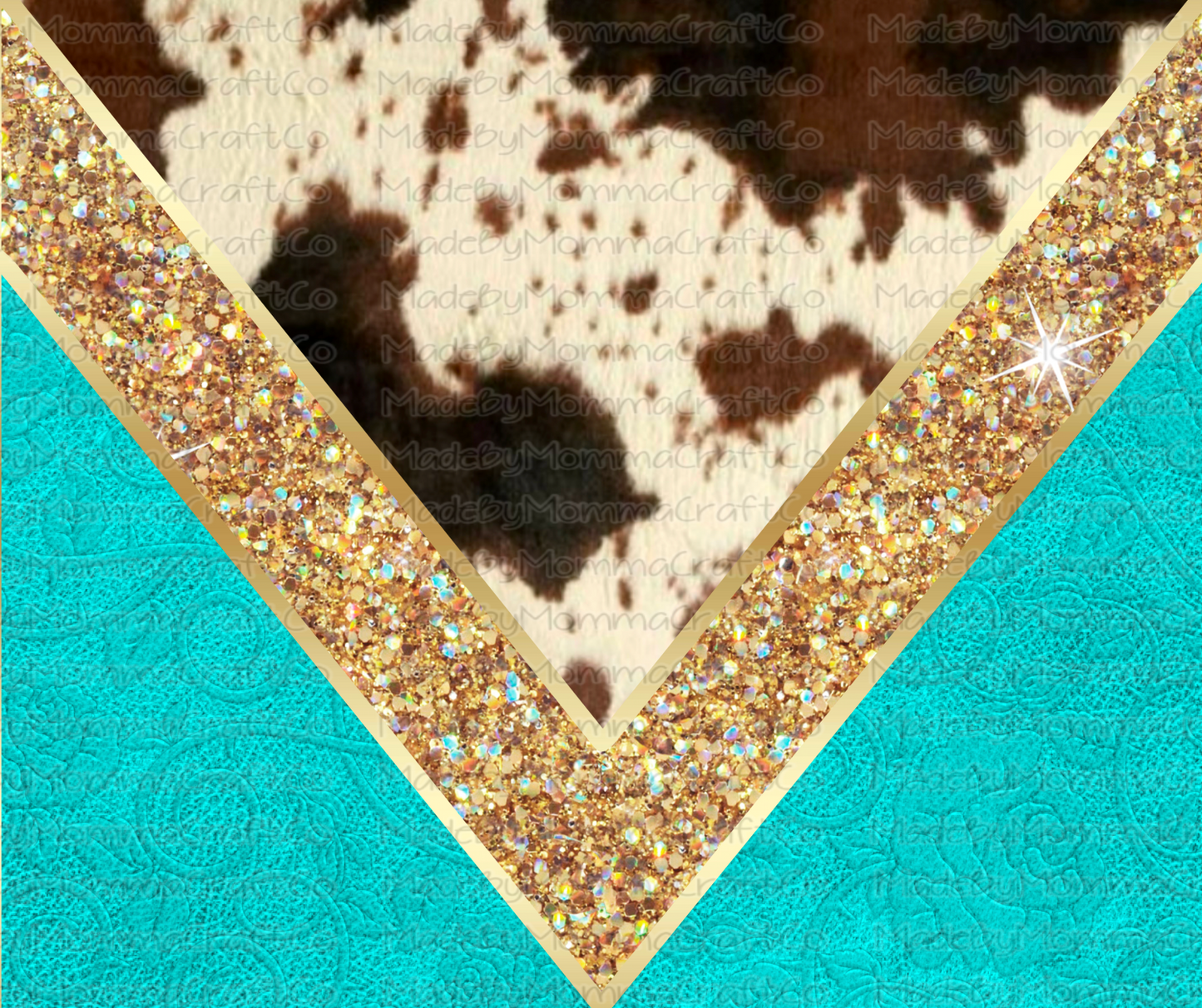 Turquois Leather and Cowhide Wrap Sublimation or Waterslide Wrap - 20oz and 30oz