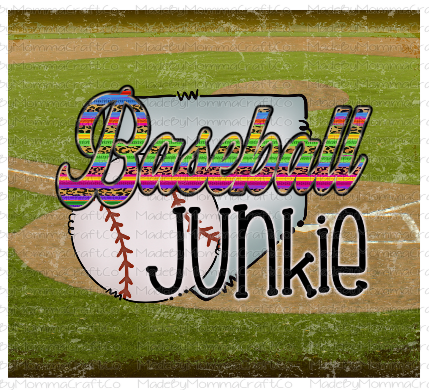 Baseball Junkie Sublimation Tumbler Wrap - Or Clear Waterslide Wrap