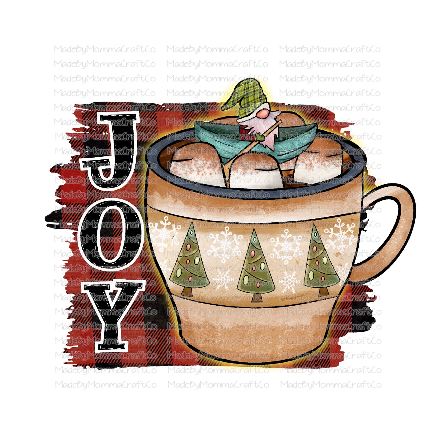 Joy Hot Cocoa Mug Christmas -Cheat Clear Waterslide™ or White Cast Sticker