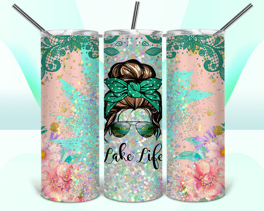 Lake Life Messy Bun Sublimation Tumbler Wrap - Or Clear Waterslide Wrap