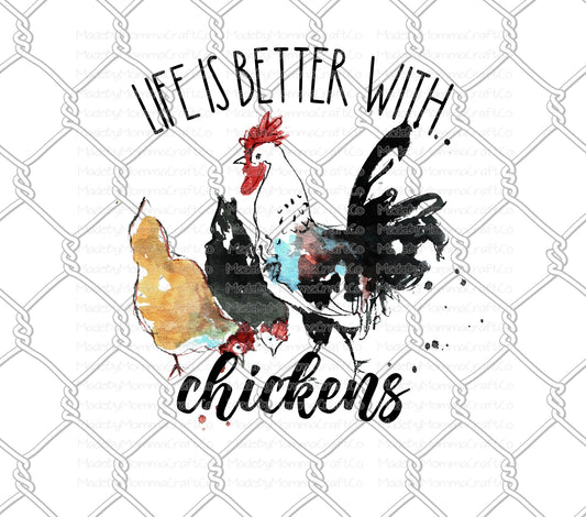 Life is Better with Chickens Sunflower Tumbler Wrap - Sublimation Or Clear Waterslide Wrap