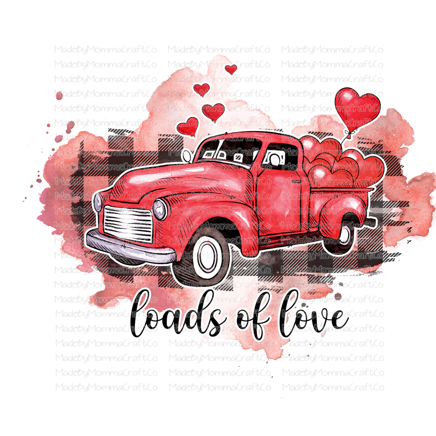 Loads of Love Red Truck Valentines - Cheat Clear Waterslide™ or White Cast Sticker