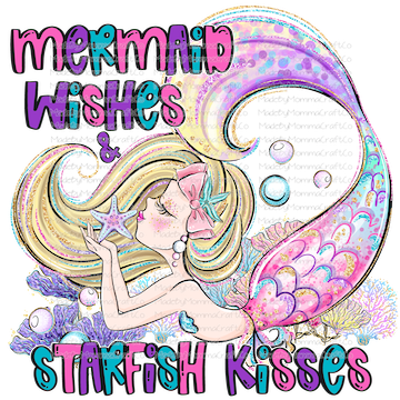 MERMAID WISHES AND STARFISH KISSES -Cheat Clear Waterslide™ or White Cast Sticker