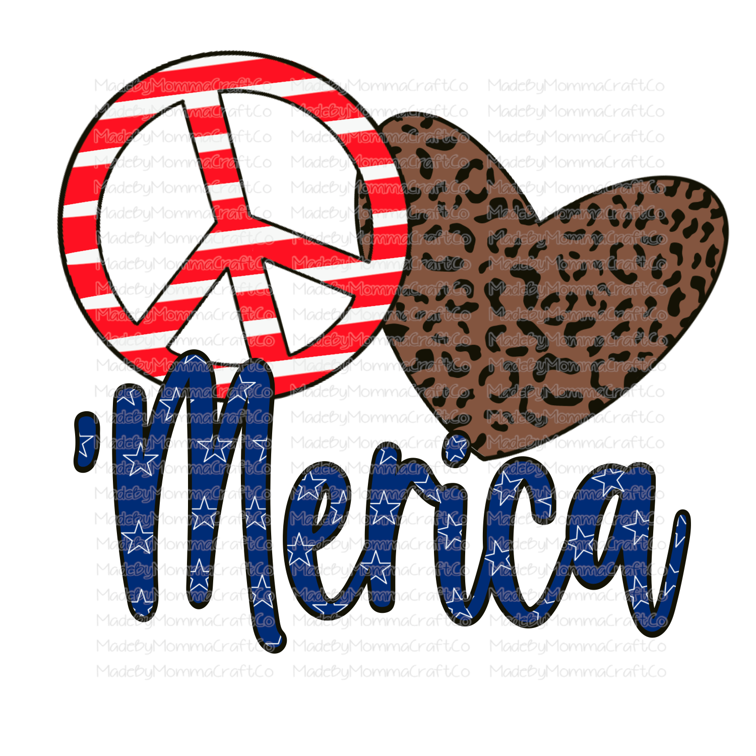 Peace Love Merica - Cheat Clear Waterslide™ or White Cast Sticker