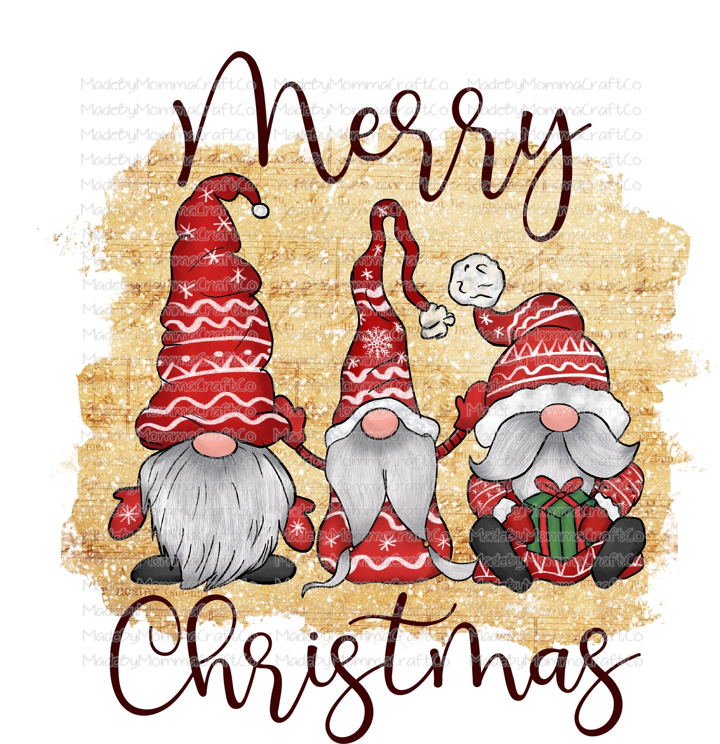 Merry Christmas Gnomes Christmas -Cheat Clear Waterslide™ or White Cast Sticker