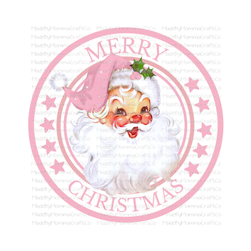 Merry Christmas Vintage Santa -Cheat Clear Waterslide™ or White Cast Sticker