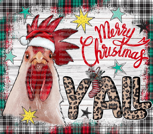 Merry Christmas yall chicken Tumbler Wrap - Sublimation Vinyl Or Waterslide Wrap