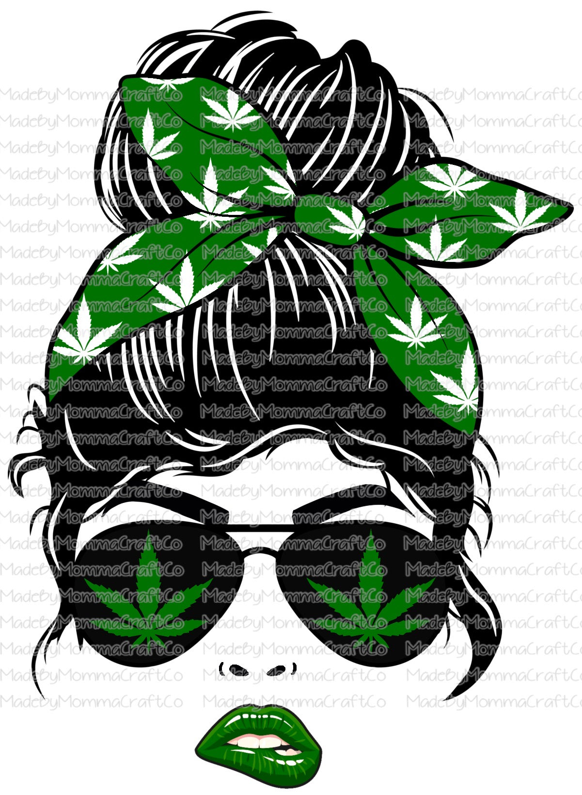 Messy Bun Lips Pot Leaf / Weed- Waterslide Decal or Digital Download