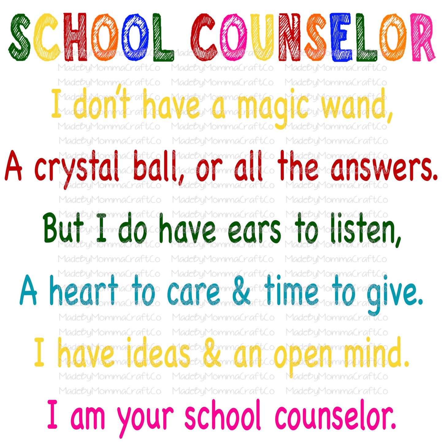 School Councelor - Waterslide Decal or Digital Download