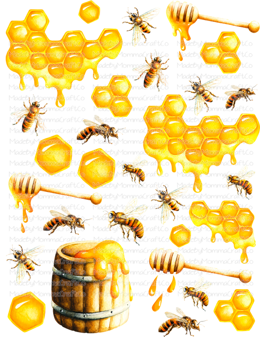 Bees and Honey Combs Cheat Clear Waterslide ™ or Sticker Themed Sheet  Elements Sheet