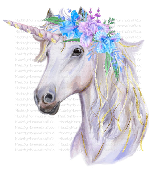 Floral Watercolor Unicorn Waterslide Decal or Digital Download