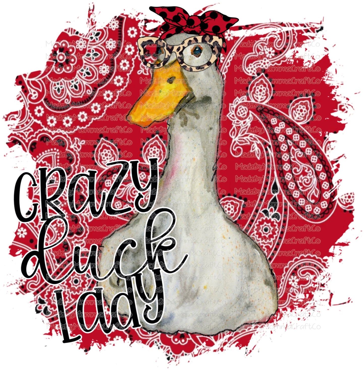 Crazy Duck Lady Western Bandana Chicken - Cheat Clear Waterslide™ or White Cast Sticker or Digital Download