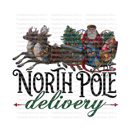 North Pole Delivery Santa Vintage Christmas -Cheat Clear Waterslide™ or White Cast Sticker