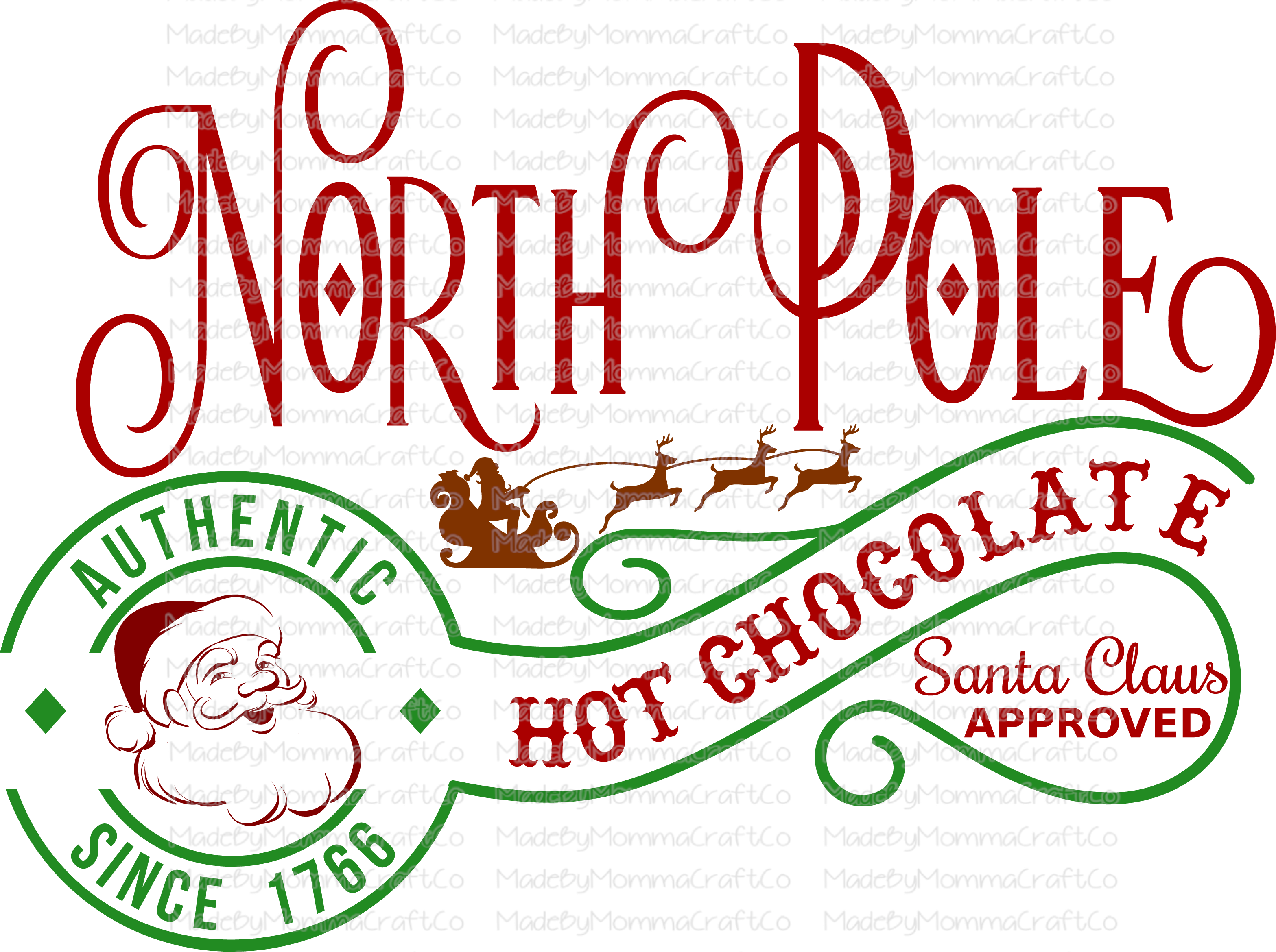 North Pole Hot Chocolate - Santa - Cheat Clear Waterslide™ or White Cast Sticker