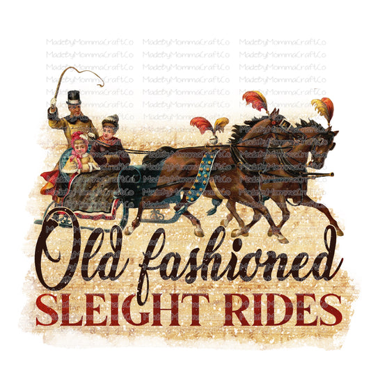 Old Fashioned Sleight Rides Vintage Christmas -Cheat Clear Waterslide™ or White Cast Sticker