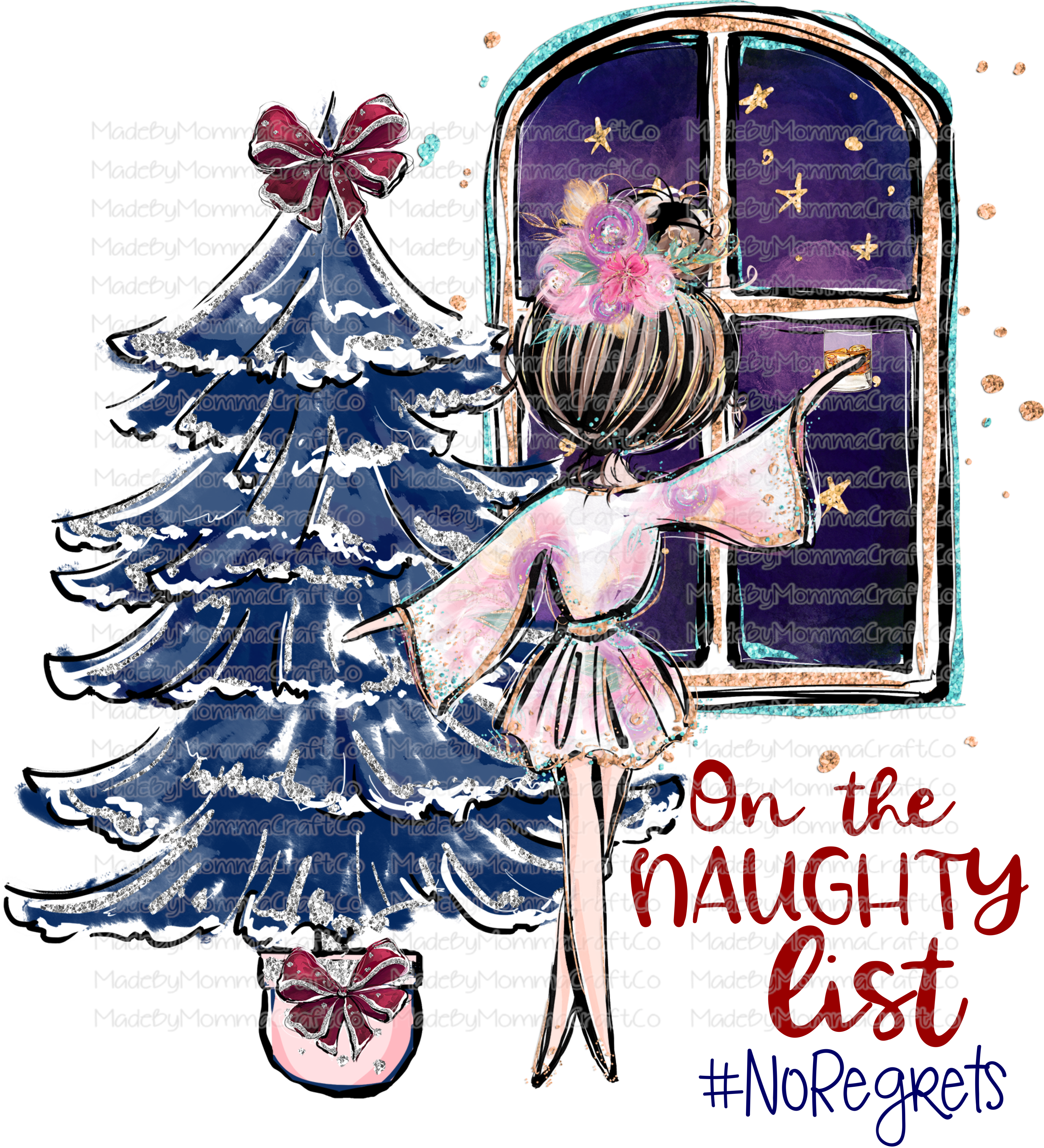 On The Naughty List #NoRegrets- Christmas - Cheat Clear Waterslide™ or White Cast Sticker