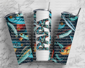 Papa Fishing Lure Tumbler Wrap - Sublimation Or Clear Waterslide Wrap