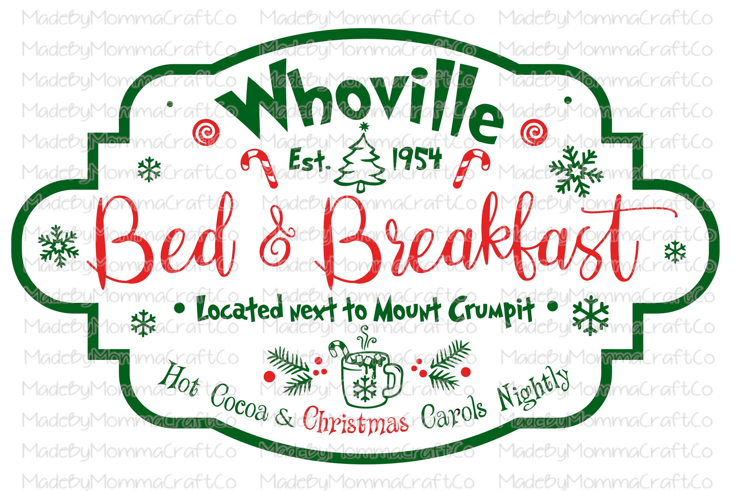 WhoVille Bed and Breakfast Christmas -Cheat Clear Waterslide™ or White Cast Sticker