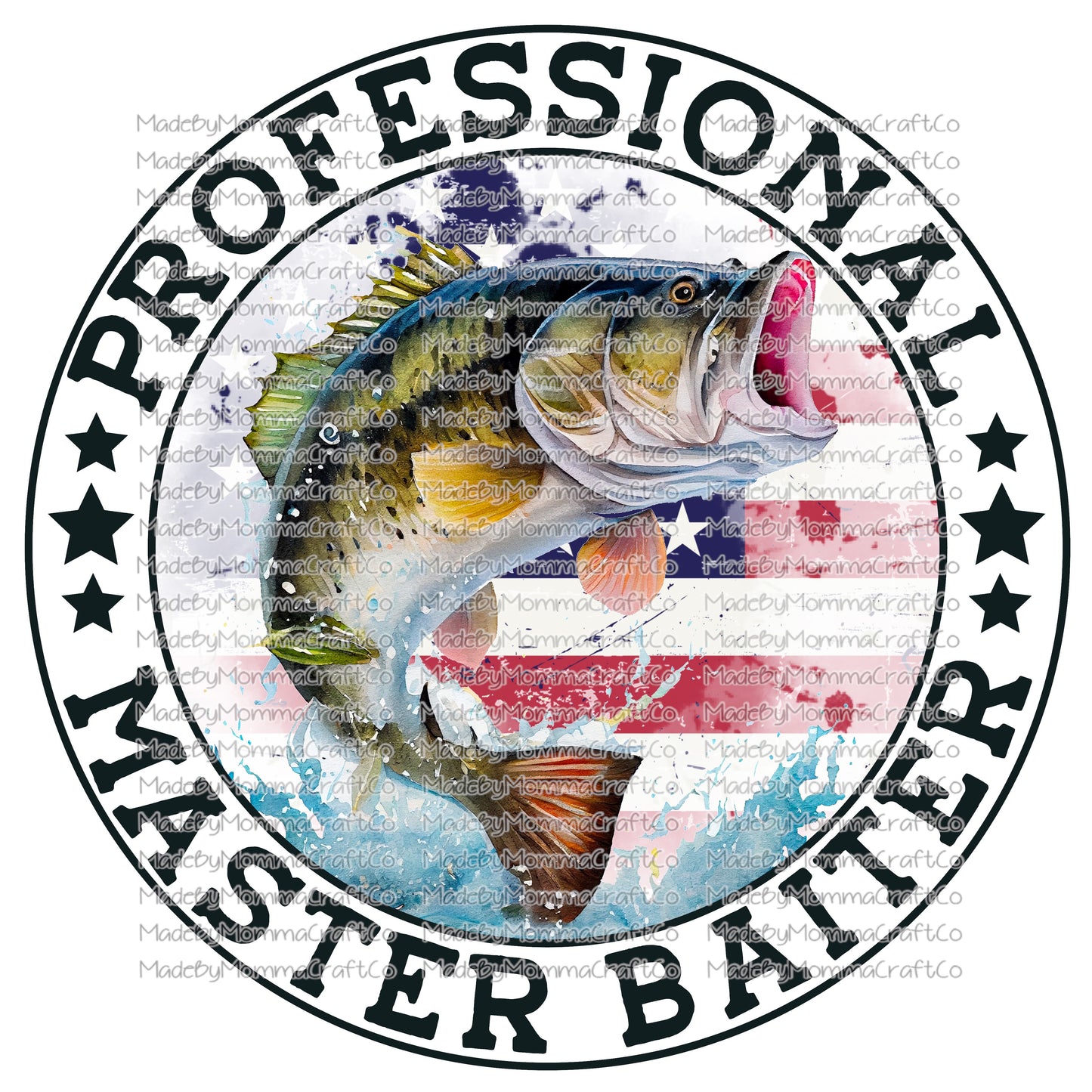 Bass Fish with American Flag Vinyl Sticker Decal Flushing Fishing