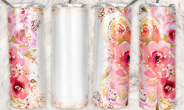 Rose Gold Leopard Pink Rose Floral Sublimation or Waterslide Wrap - 20oz and 30oz