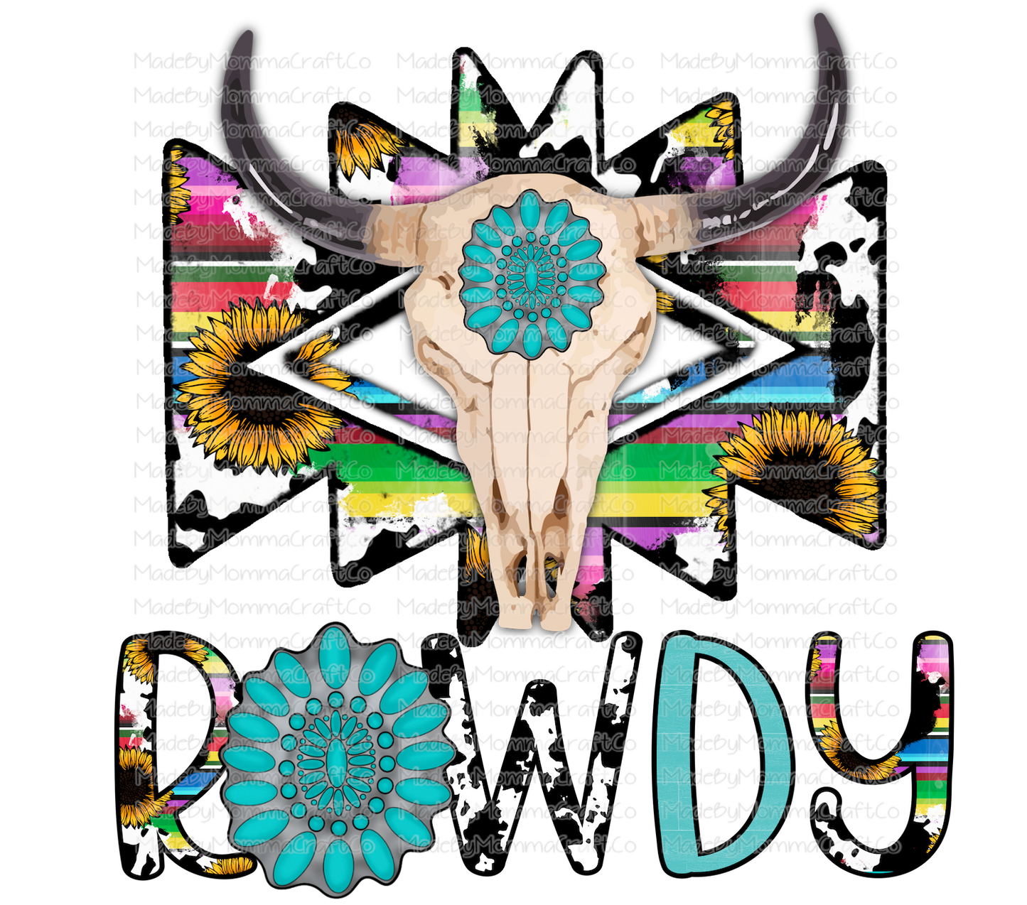 Rowdy Turquois Western Skull - Cheat Clear Waterslide™ or White Cast Sticker