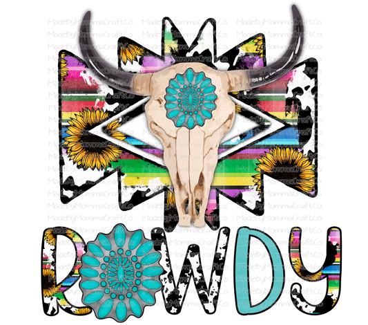 Rowdy Turquois Western Skull - Cheat Clear Waterslide™ or White Cast Sticker