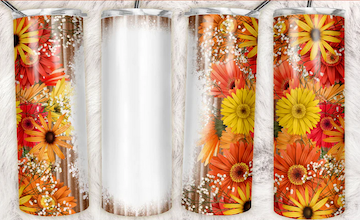 Rustic Sunflower Metal Sheet Floral Sublimation or Waterslide Wrap - 20oz and 30oz