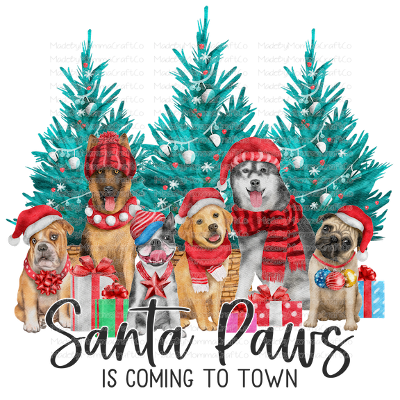 Santa Paws Is Coming To Town - Christmas Dogs - Cheat Clear Waterslide™ or White Cast Sticker