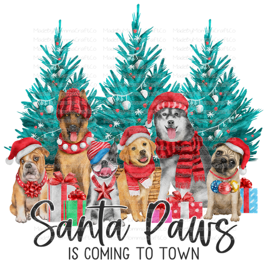 Santa Paws Is Coming To Town - Christmas Dogs - Cheat Clear Waterslide™ or White Cast Sticker