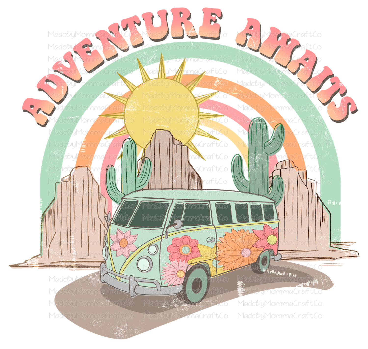Adventure Awaits Bus - Cheat Clear Waterslide™ or White Cast Sticker