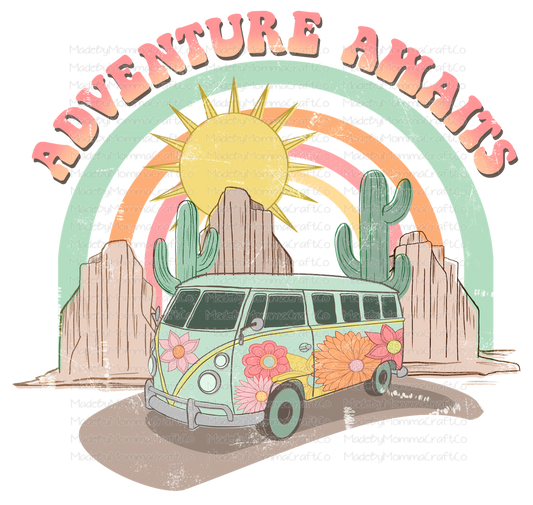 Adventure Awaits Bus - Cheat Clear Waterslide™ or White Cast Sticker