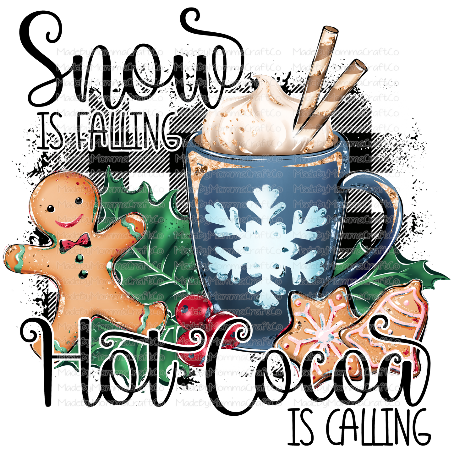 Snow Is Falling Hot Cocoa Is Calling - Winter - Cheat Clear Waterslide™ or White Cast Sticker