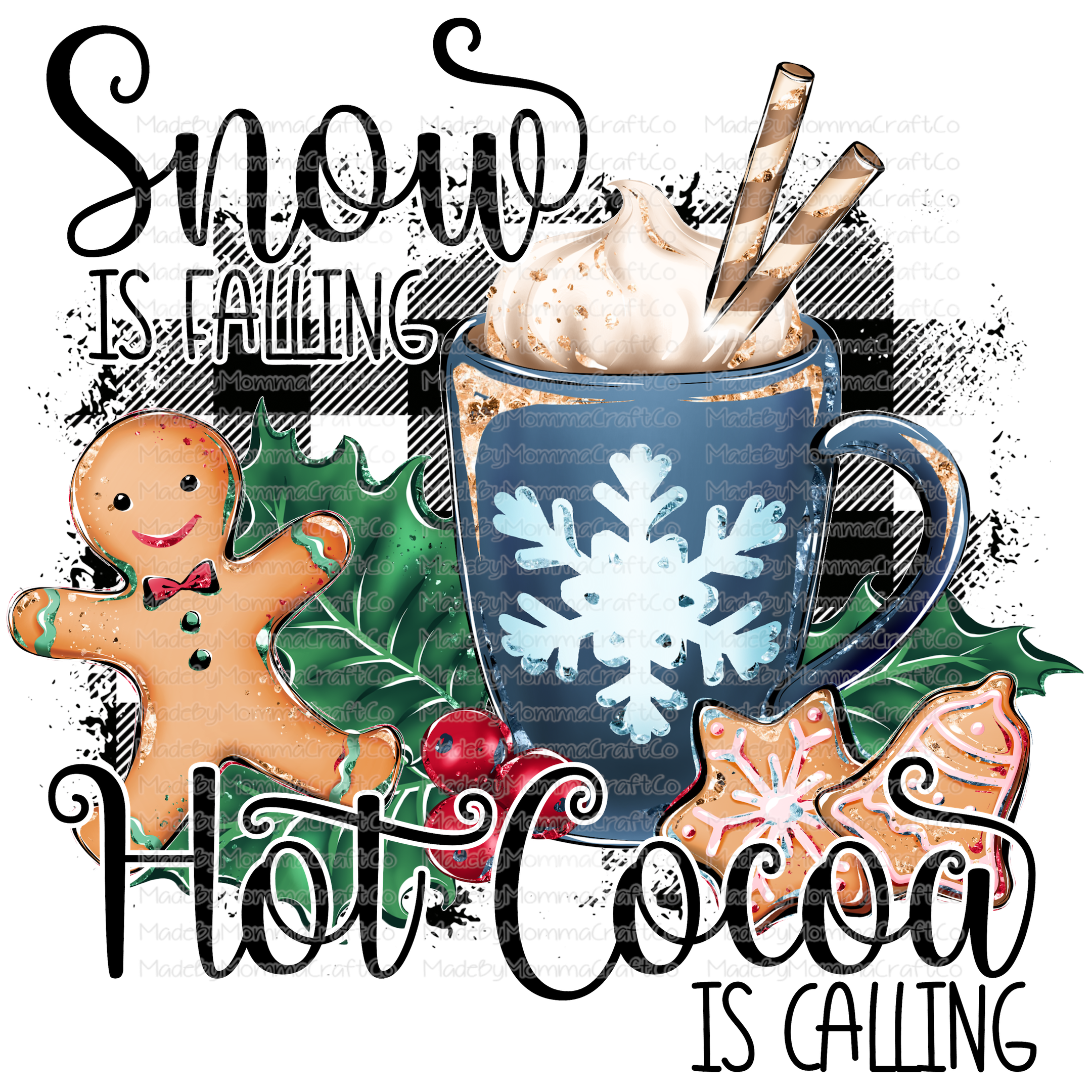 Snow Is Falling Hot Cocoa Is Calling - Winter - Cheat Clear Waterslide™ or White Cast Sticker